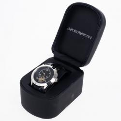 Pre Owned Emporio Armani Meccanico AR4637 SS Leather Mens Wristwatch 44 MM