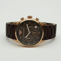 Pre Owned Emporio Armani Stainless Steel Sportivo Chronograph Unisex Wristwatch 
