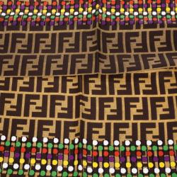 Pre Owned Fendi Brown Zucca Polka Dot Scarf