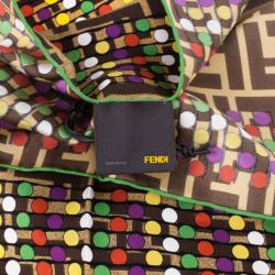 Pre Owned Fendi Brown Zucca Polka Dot Scarf