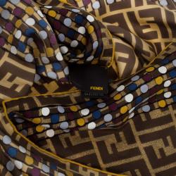 مملوكة مسبقًا Fendi Brown Zucca Polka Dot Scarf