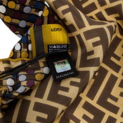 مملوكة مسبقًا Fendi Brown Zucca Polka Dot Scarf