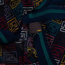 Pre Owned Fendi Blue Multicolor Zucca Silk Stole