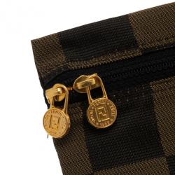 Fendi Brown Checkered Vintage Pouch
