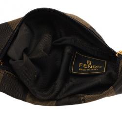 Fendi Brown Checkered Vintage Pouch