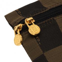 Fendi Brown Checkered Vintage Pouch