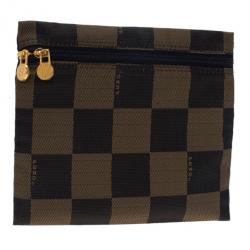Fendi Brown Checkered Vintage Pouch