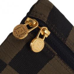 Fendi Brown Checkered Vintage Pouch
