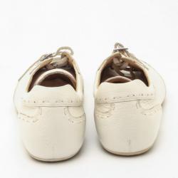 Fendi Cream Leather Lace Up Sneakers Size 41