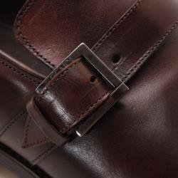 Fendi Brown Leather With Buckle Men's Shoes Size 44