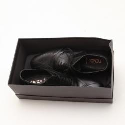 Fendi Black Brogue Lace Up Men Loafers Size 44