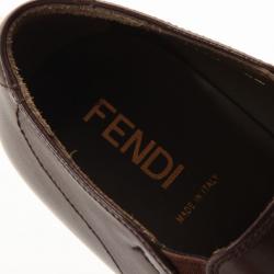 Pre Owned Fendi Brown Leather Men's Loafers Size 43.5