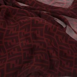 Pre Owned Fendi Red Zucca Silk Stole