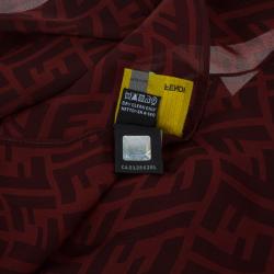 Pre Owned Fendi Red Zucca Silk Stole