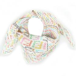 مملوكة مسبقًا Fendi White Multicolor Zucca Scarf