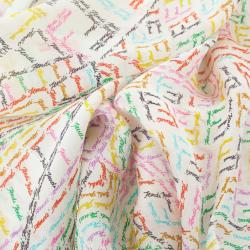 مملوكة مسبقًا Fendi White Multicolor Zucca Scarf