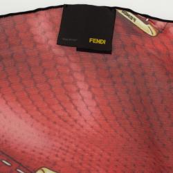 Pre Owned Fendi Printed Silk Chiffon Scarf