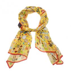 Pre Owned وشاح فندي طباعة نجمة صفراء حرير