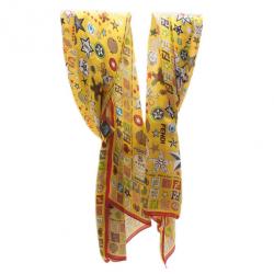 Pre Owned وشاح فندي طباعة نجمة صفراء حرير