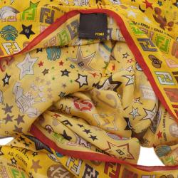 Pre Owned وشاح فندي طباعة نجمة صفراء حرير