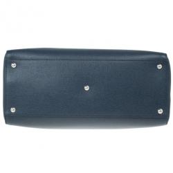 Pre Owned Fendi Navy Blue Leather Large 2Jours Tote