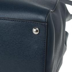 Pre Owned Fendi Navy Blue Leather Large 2Jours Tote