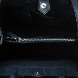 Pre Owned Fendi Navy Blue Leather Large 2Jours Tote