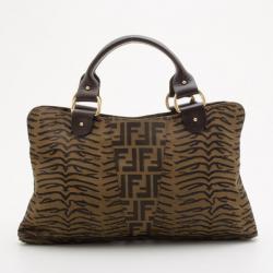 Pre Owned Fendi Brown Zebra Zucca Tote