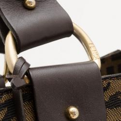 Pre Owned Fendi Brown Zebra Zucca Tote