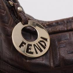 مملوكة مسبقًا Fendi Brown Leather Monogram Chef Hobo 