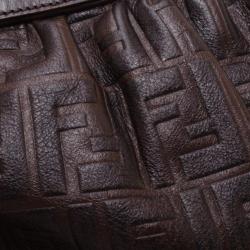 مملوكة مسبقًا Fendi Brown Leather Monogram Chef Hobo 