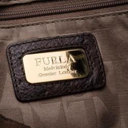 Pre Owned Furla Brown Ostrich Embossed Appaloose Vertical Shopper Tote