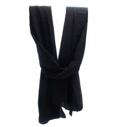 Pre Owned Giorgio Armani Black Silk Scarf