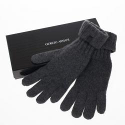 Pre Owned Giorgio Armani Large Grey Cashmere Gloves L