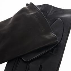 Pre Owned Giorgio Armani Black Leather Gloves