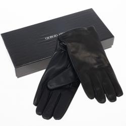 Pre Owned Giorgio Armani Black Leather Gloves