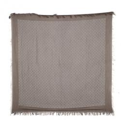 Pre Owned Gucci Beige GG Cotton and Silk Square Scarf