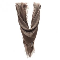 Pre Owned Gucci Beige GG Cotton and Silk Square Scarf