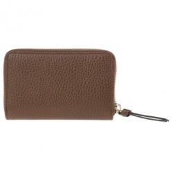 Pre Owned Gucci Brown Leather Swing Card Case