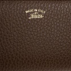 Pre Owned Gucci Brown Leather Swing Card Case