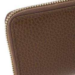 Pre Owned Gucci Brown Leather Swing Card Case