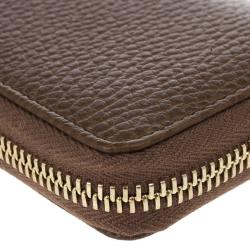 Pre Owned Gucci Brown Leather Swing Card Case