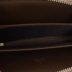 Pre Owned Gucci Brown Leather Swing Card Case