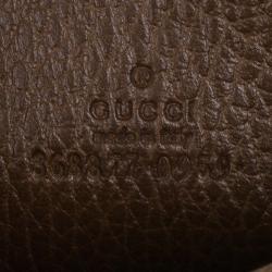 Pre Owned Gucci Brown Leather Swing Card Case