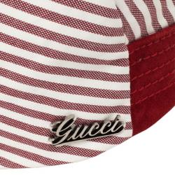 Pre Owned Gucci Red White Striped Cap