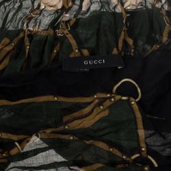 Pre Owned Gucci Green Printed Stole