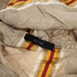 Pre Owned Gucci Cream GG Web Detail Scarf