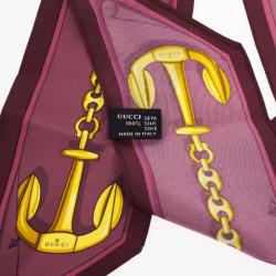 Pre Owned Gucci Pink Anchor Print Neck Scarf