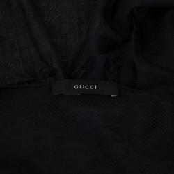 Pre Owned Gucci Guccissima Black Wool &amp; Silk Scarf