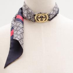 Pre Owned Gucci Scarf With Gold 'GG' Logo